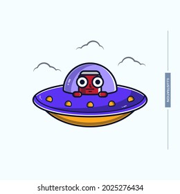 cute illustration of ufo character.space concept,vector eps 10