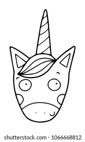 Cute illustration of the unicorn for the coloring page or a book. Black outlines isolated on white. Lovely vector drawing.