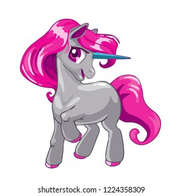 Cute illustration of unicorn in doodles style. It can be used for sticker, patch, phone case, poster, t-shirt, mug and other design
