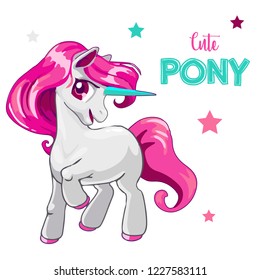 Cute illustration of unicorn in doodles style. It can be used for sticker, patch, phone case, poster, t-shirt, mug and other design
