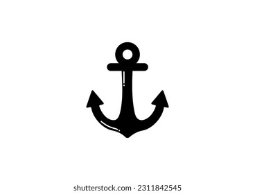 cute illustration vector anchor black and white
