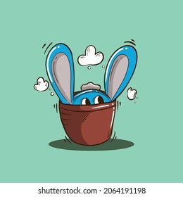 Cute illustration vector rats in the pot funny from sticker, printing adn more