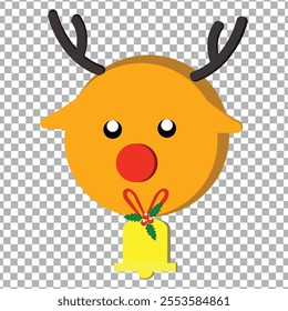 cute  illustration vector reindeer for christmas with bell