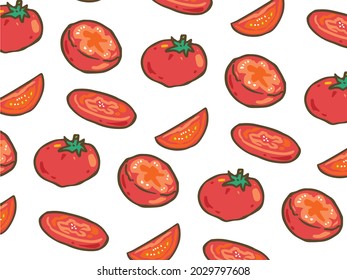 Cute illustration wallpaper with tomatoes
