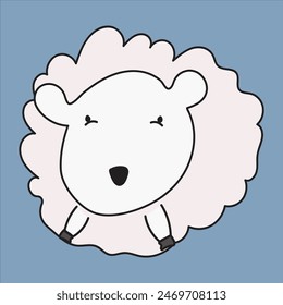 Cute illustration of a white sheep with a rounded body