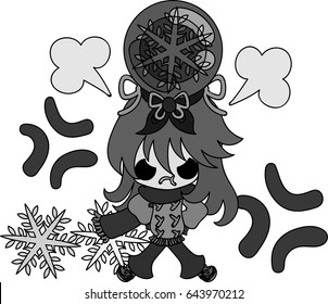 The cute illustration of winter and girls -A mysterious crown-