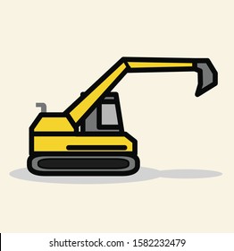 cute illustration of yellow excavator 
