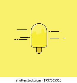 Cute Illustration of yellow ice cream icon. modern simple food vector icon, flat graphic symbol in trendy flat design style.