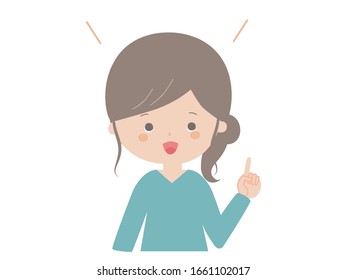 
Cute illustration of a young woman explaining upward.

