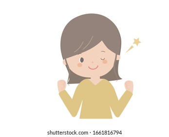 Cute illustration of a young woman sending ale by wink.