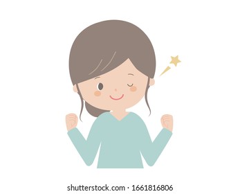 Cute illustration of a young woman sending ale by wink.