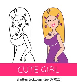 Cute illustrations of beautiful young girls with various hair style
