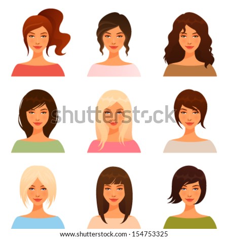 Cute Illustrations Beautiful Young Girls Various Stock Vector (Royalty ...