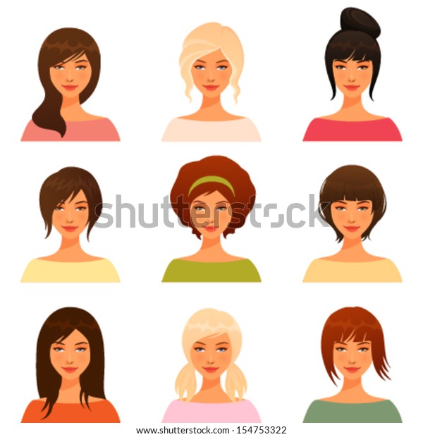 Cute Illustrations Beautiful Young Girls Various Stock Vector Royalty Free 154753322 