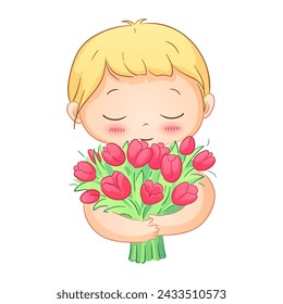 Cute illustrations of boys and girls of various nationalities, perfect for celebrating Mother's Day, International Women's Day, Children's Day, and floral themes.