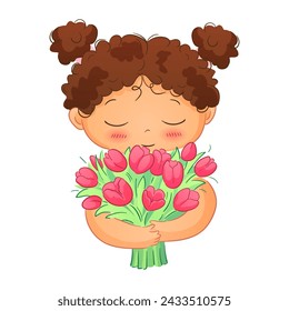 Cute illustrations of boys and girls of various nationalities, perfect for celebrating Mother's Day, International Women's Day, Children's Day, and floral themes.