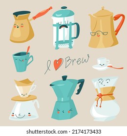 cute illustrations of coffee makers