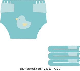 Cute illustrations of disposable diapers