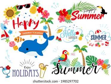 Cute illustrations of fun summer