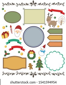 Cute illustrations of various Christmas materials and frames
