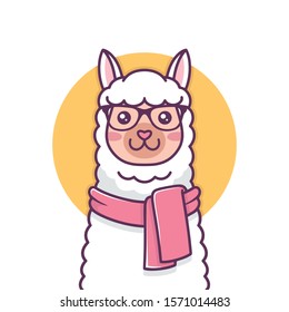 A cute illustrative design/ illustration of an adorable christmas llama/alpaca. Ideal as stickers & t-shirts. This design is perfect for animals lovers, chibi & kawaii art fans.