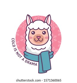 A cute illustrative design/ illustration of an adorable christmas llama/alpaca. Ideal as stickers & t-shirts. This design is perfect for animals lovers, chibi & kawaii art fans.