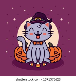 Cute Illustrative Design Illustration Adorable Cat Stock Vector ...