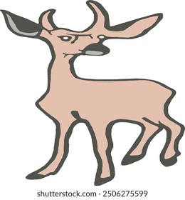 cute image of brown deer in pastel colour without background