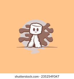 cute image little monster with brown background