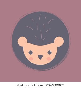 Cute image vector illustration of adorable hedgehog. Hand drawing hedgehog for greeting card, decor for nursery baby and kids room. Wallpaper, apparel, invitation, poster