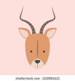 Cute Impala Cartoon Vector Icon Illustration. Flat Cartoon Style