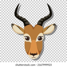 Cabeza de impala pequeña en ilustración de estilo caricatura plana