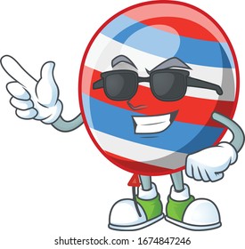 Cute independence day balloon cartoon character design style with black glasses