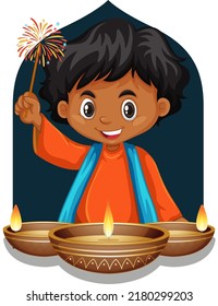 Cute Indian boy cartoon character illustration