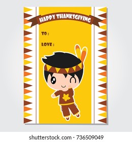 Cute Indian boy is winking vector cartoon illustration for thanksgiving's day card design, wallpaper and greeting card 