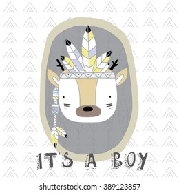 cute indian deer for invitation, card, design