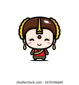 Cute Indian girl character vector design
