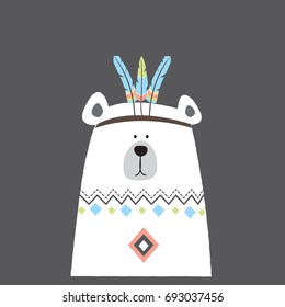 cute indian polar bear vector illustration
