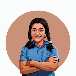 Escolar India En Ilustración Vectorial Uniforme