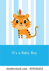 cute indian tiger boy greeting card
