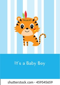 cute indian tiger boy greeting card