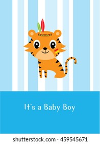 cute indian tiger boy greeting card