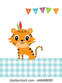 cute indian tiger party invitation card