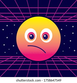 Cute indifferent retro emoticon - vintage undecided emoji - vector illustration