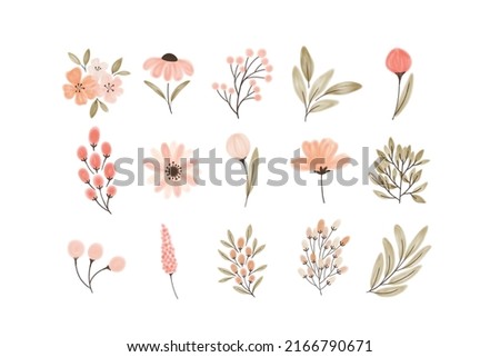 Cute Individual Watercolor Flower Vector Collection