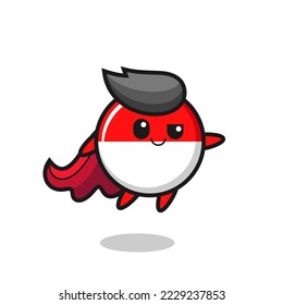 cute indonesia flag badge superhero character is flying , cute style design for t shirt, sticker, logo element