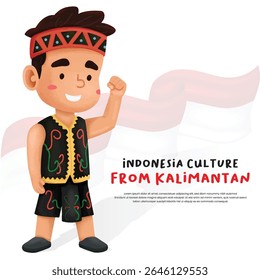 Personagens infantis indonésios bonitos com cultura kalimantan