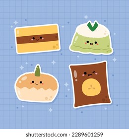 Cute Indonesian dessert takjil sticker collection illustration vector design