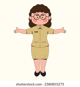 Cute Indonesian Female Teacher Illustration