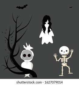 Cute Indonesian Ghost Cartoon Design Vector